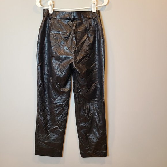 Aritzia Babaton Command Cropped Pant Vegan Leather Mid Rise Womens 2 Trouser - Picture 4 of 9
